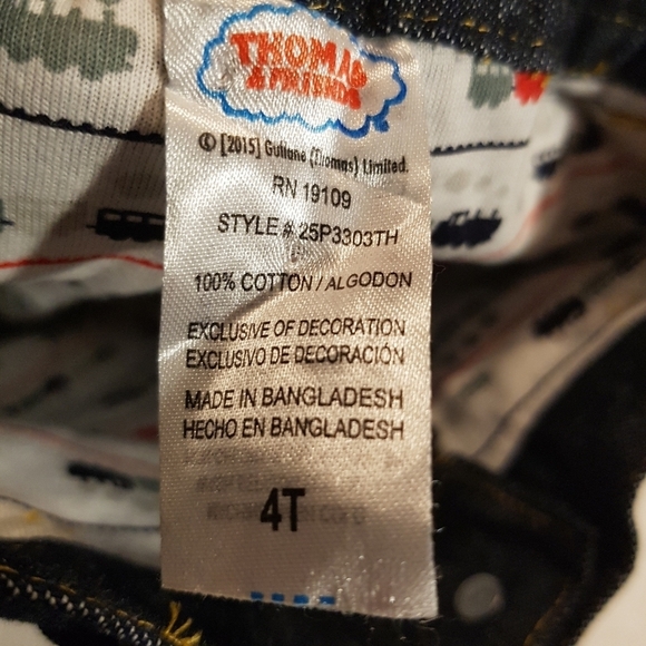 Thomas the train boys size 4T jersey lined jeans, 4 pockets dark wash - Picture 4 of 4